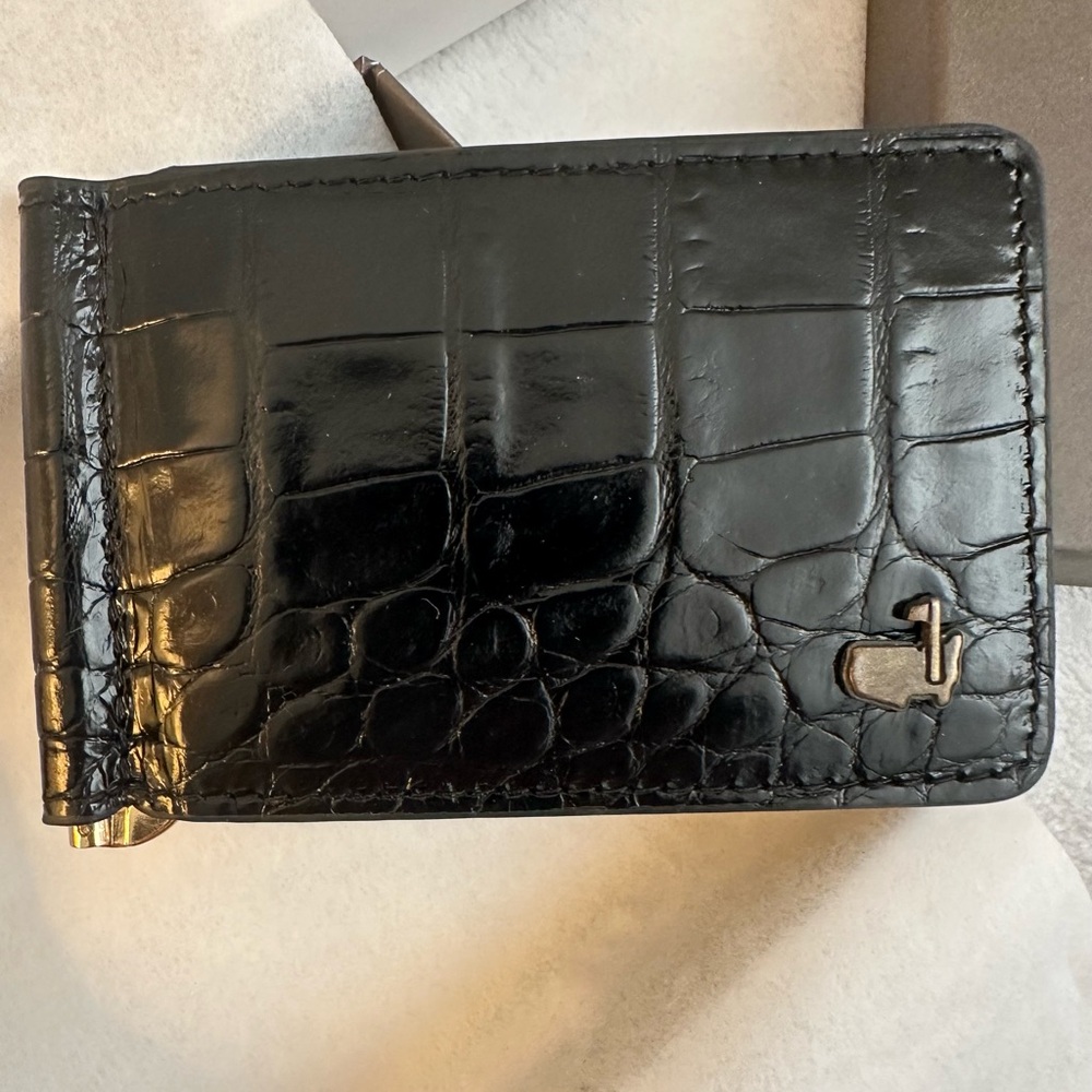 Masters Leather Money Clip from Augusta National. Black crocodile.